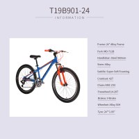 OEM 24" MTB Bike Blue Alloy Frame MTB Bicycle 14-28T Freewheel