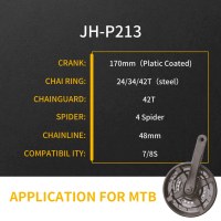 Bicycle Crankset 24/34/42T Plastic Coated 170mm Crank Length For MTB